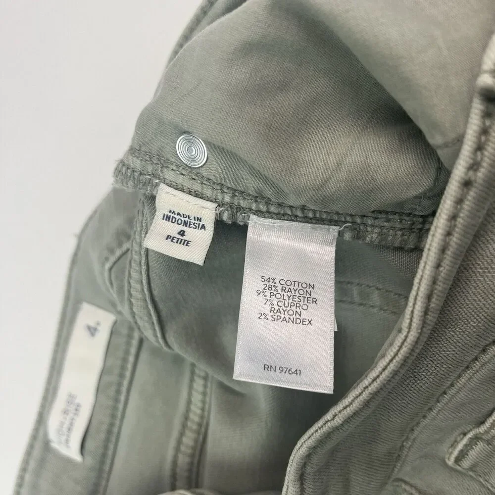 J Jill Denim High Rise Straight Leg Cropped Jeans 4P Sage Khaki Casual Chic Prep